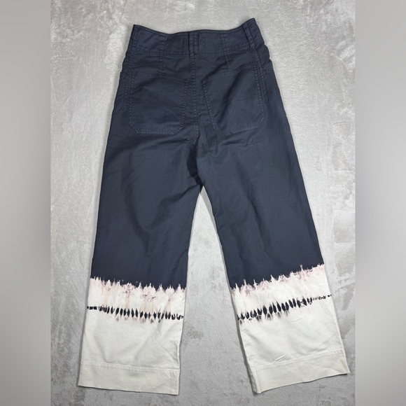 By Anthropologie Fatima Dip Dyed Wide Leg Cropped Grey White Boho Pants Size 27 - Picture 11 of 16
